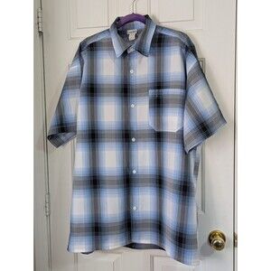 VTG BIZZO Button Shirt Men XL Black Blue Plaid 90s Y2K Hip-Hop Skaters USA Made